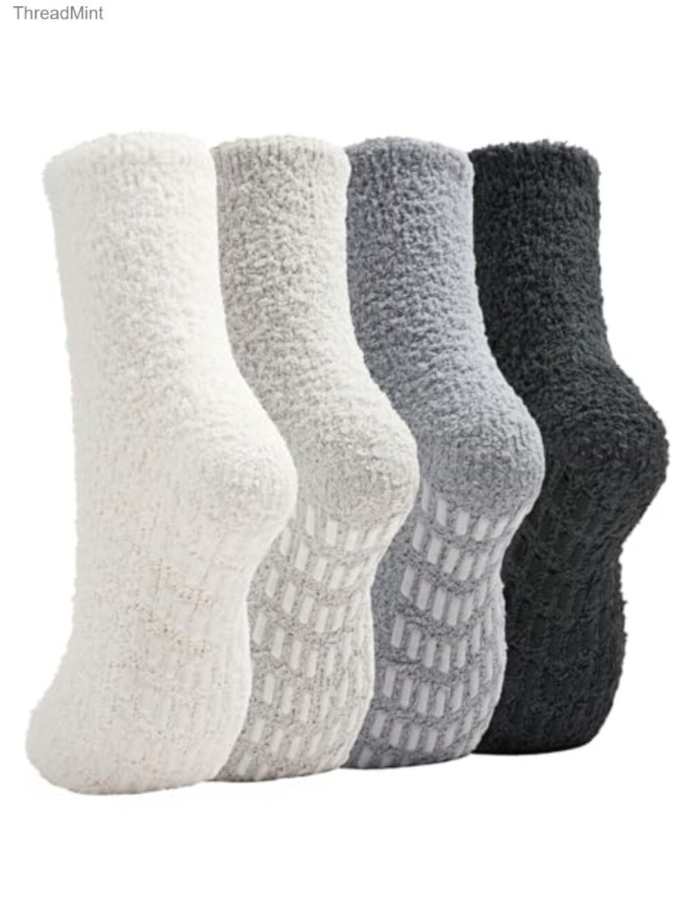 Non Slip Grip Slipper Socks Polyester Spandex Fuzzy Warm Cozy